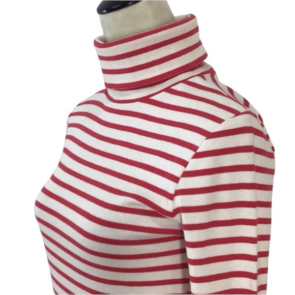 J Crew Red White Striped Turtleneck Cotton Dress Size Small New - Picture 8 of 13